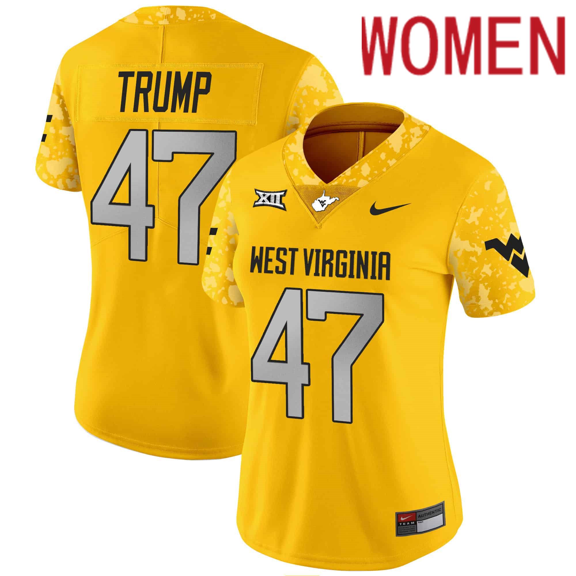 Women West Virginia Mountaineers #47 Trump Yellow 2024 Nike Vapor Limited NCAA Jersey